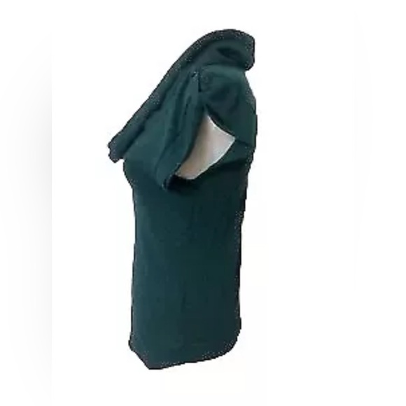 Womens Cowl Neck Sweater S Teal wool blend short sleeve button accent layering - Picture 6 of 10